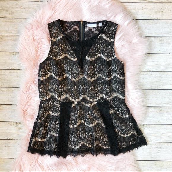 New York & Company Tops - NY&CO Laced Black Peplum Top Career Office